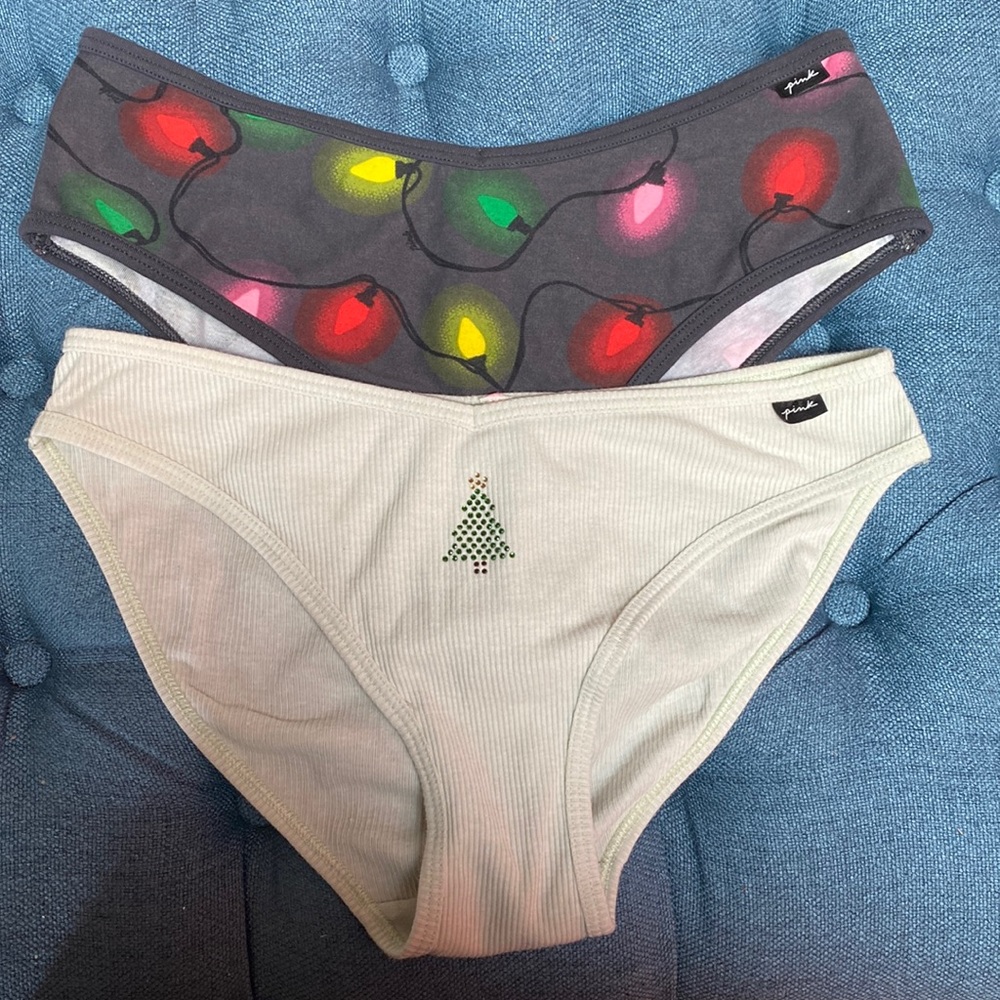 2 PINK Christmas Bikini and Cheekster Style Underwear